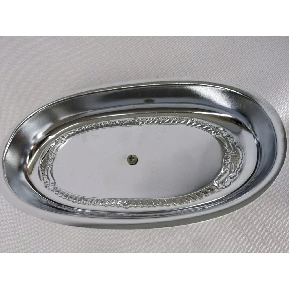 vtg Danny Wilson Original Butter Dish Chrome Plated‎ Glass Liner Repousse Lid